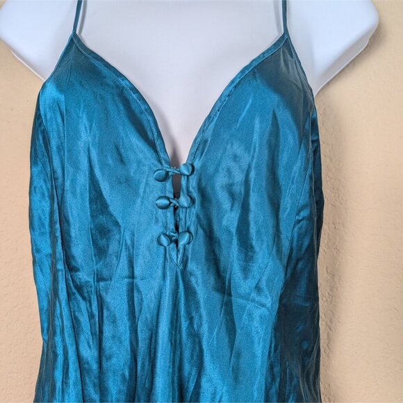 Vintage 90s Victoria's Secret Gold Label Chemise Slip Dress 100% Silk sz L Slit - Picture 5 of 8